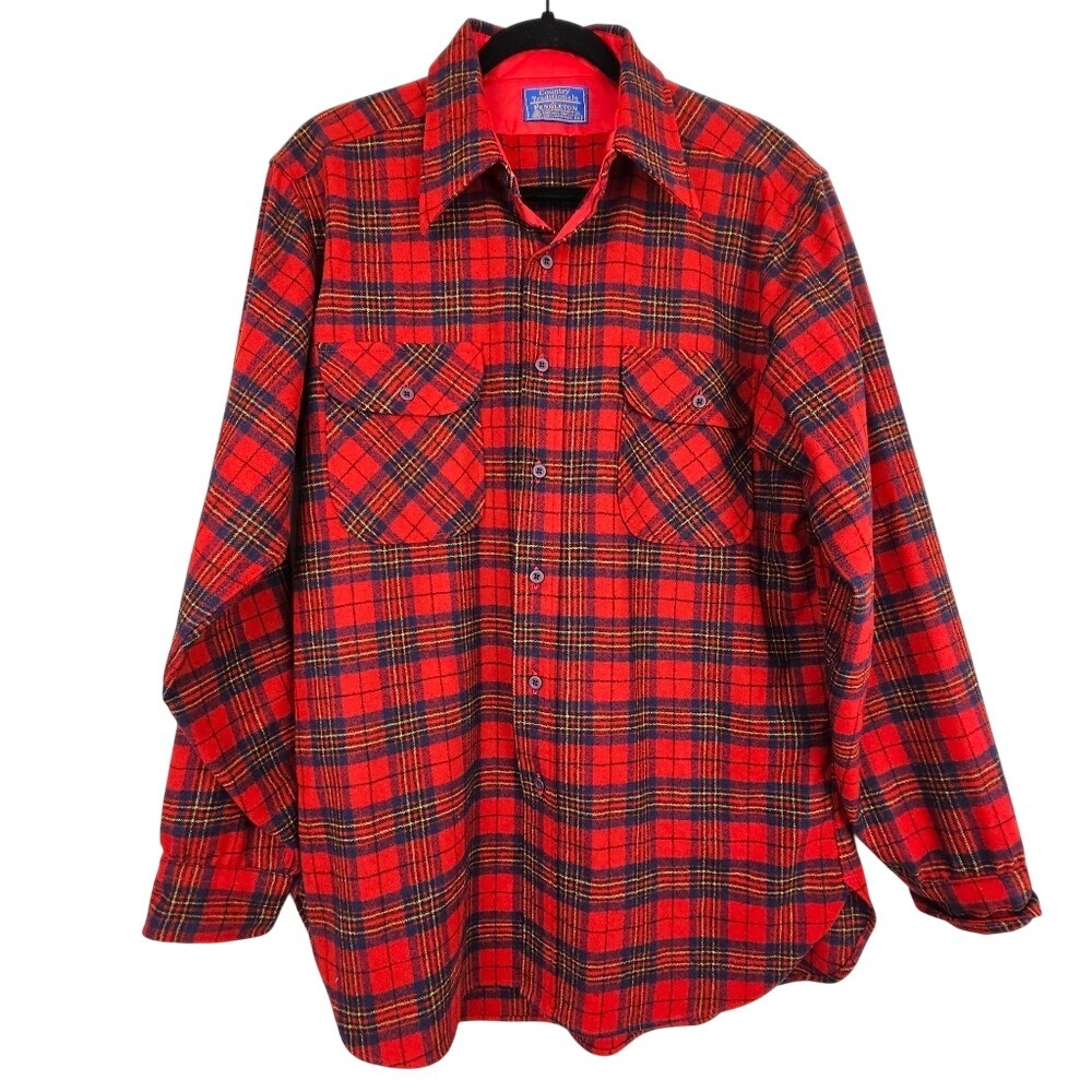Country Traditionals‎ by Pendleton Virgin Wool Button Up Shirt Men's Size Large